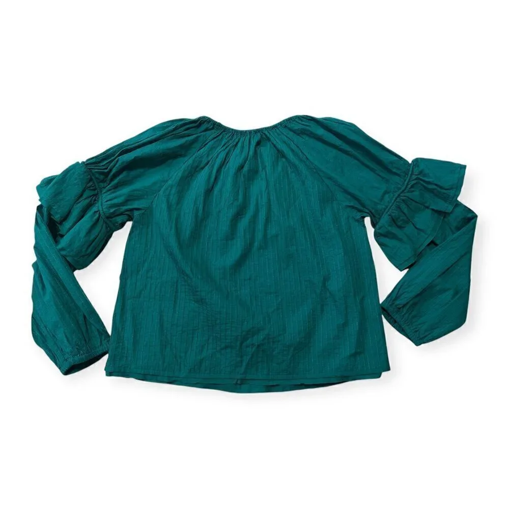 Ulla Johnson Concetta Cotton Blouse, Size 2, Color Verdigris, puff sleeves, NWT